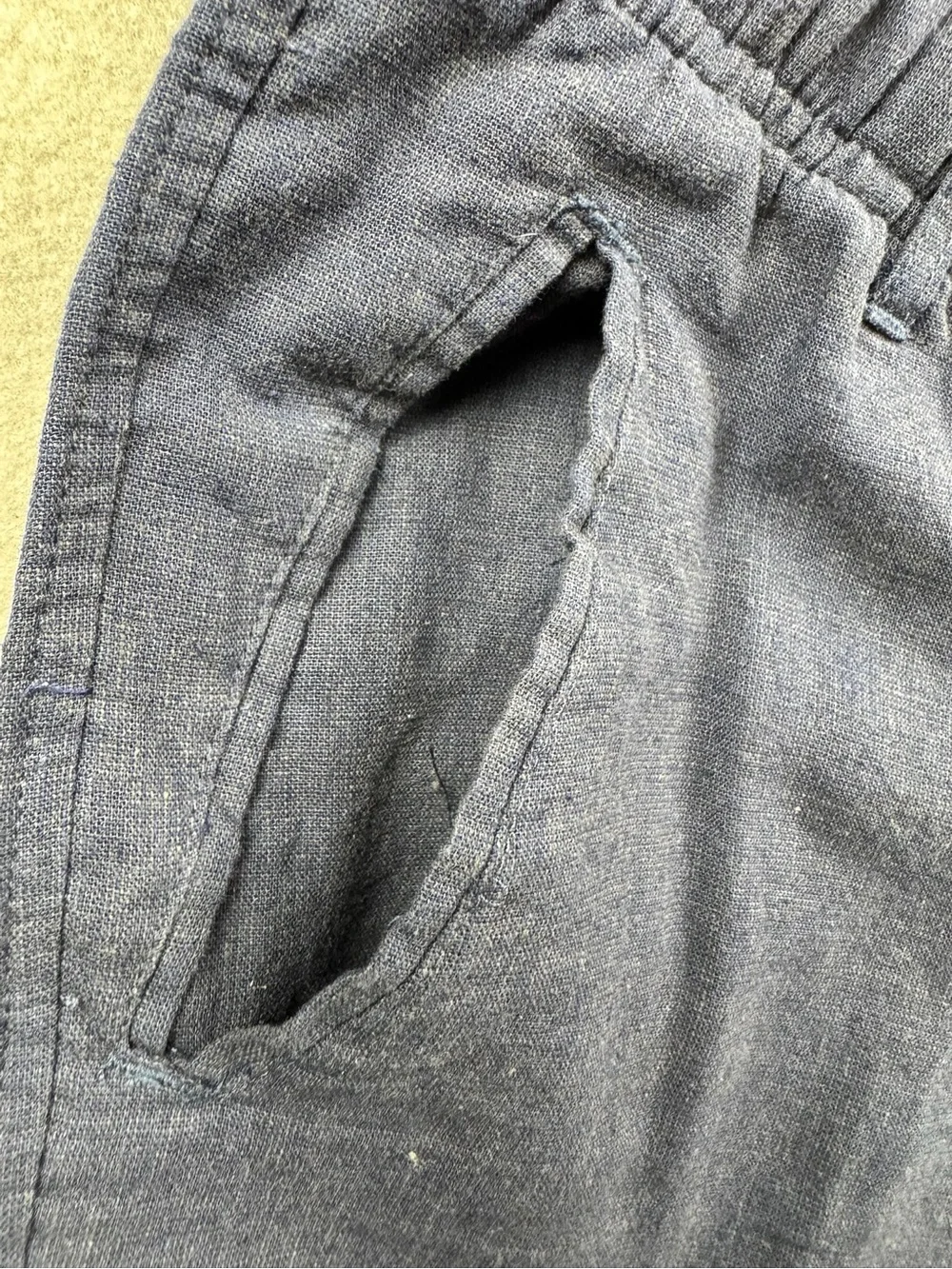 Tasso Elba Men’s Small Navy 100% Linen Pants Lightweight Summer Resort 30x29